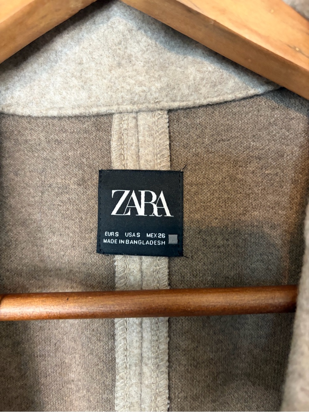 ZARA Taupe Longline Open-Front Trench Coat Wool Blend Tan Small - Picture 3 of 3